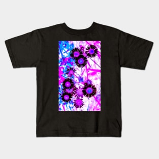 Inverted Pink Blue Summer Flowers Pattern Kids T-Shirt